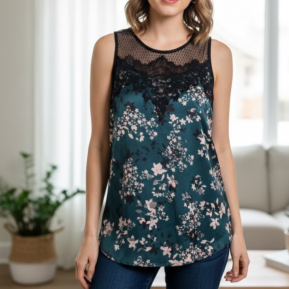 Maurices Tops - ❤️Maurices Teal and Black Floral Sleeveless Blouse